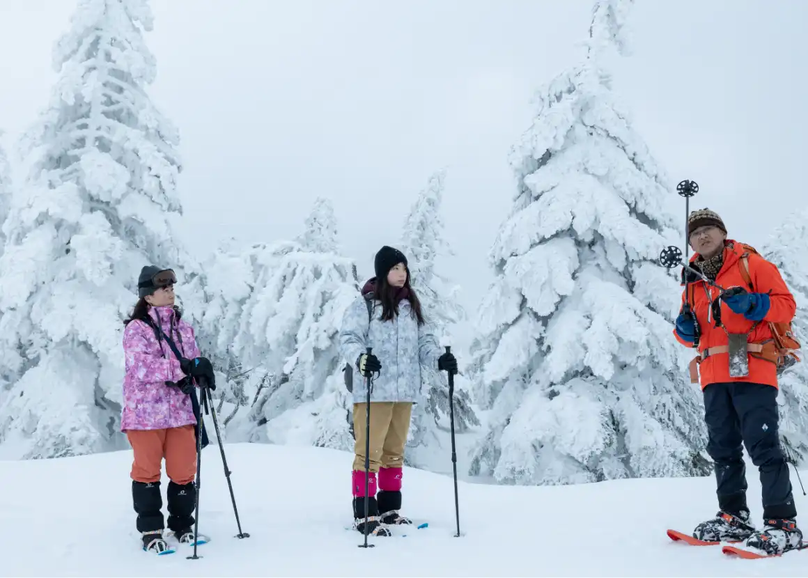 蔵王の絶景樹氷原トレッキングと<br class='mq4pc'>雪山アクティビティ体験